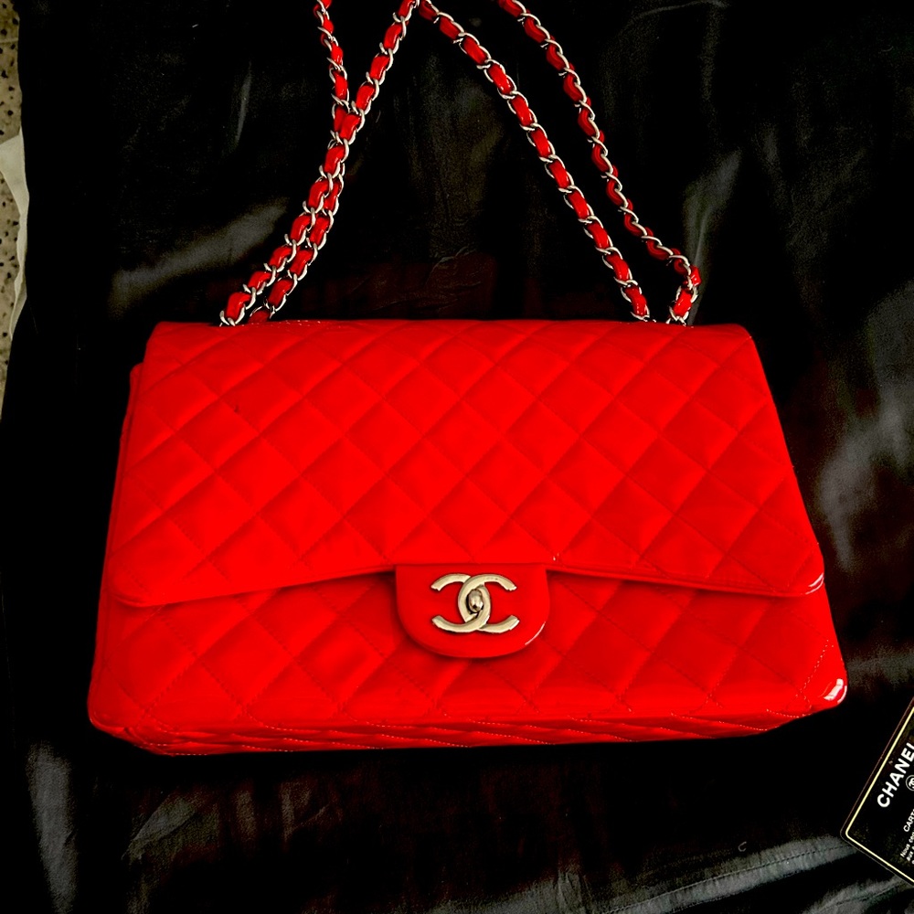 Chanel patent double flap maxi